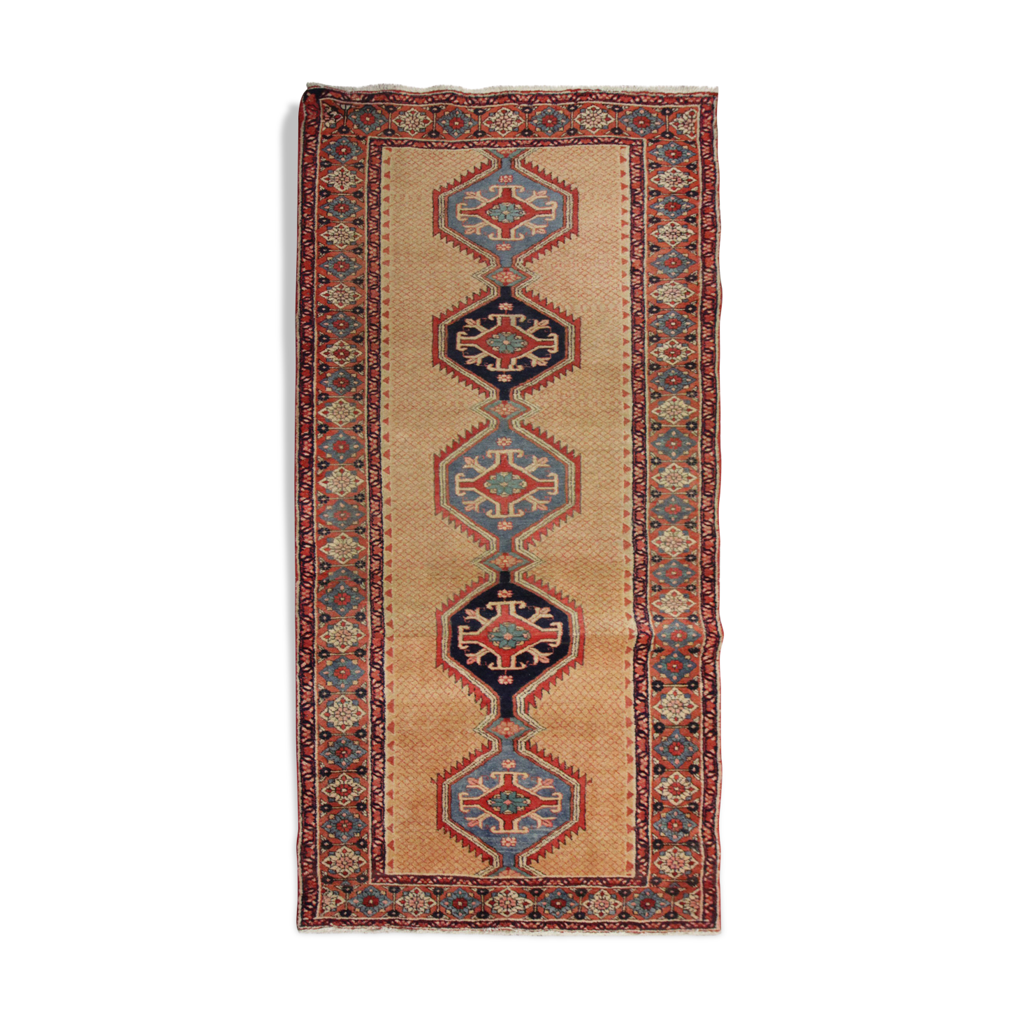 Handwoven persian wool area rug, oriental sarab carpet- 106x247cm