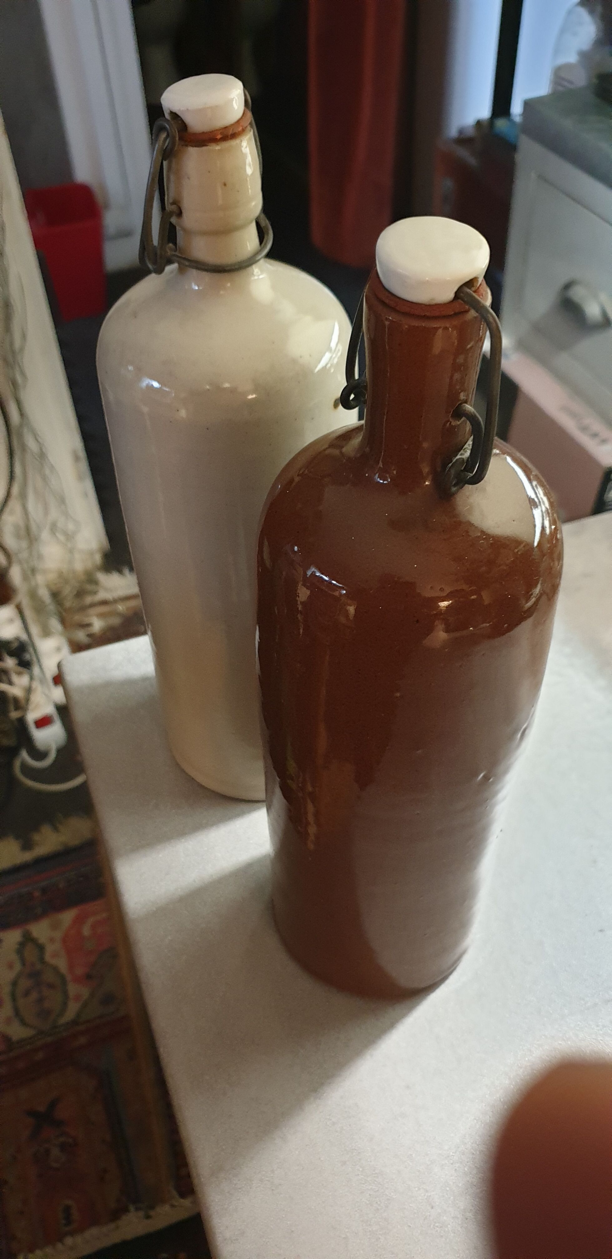 Enamelled terracotta bottles