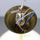 Art Deco brass chandelier with white glass, Czechoslovakia 1930s