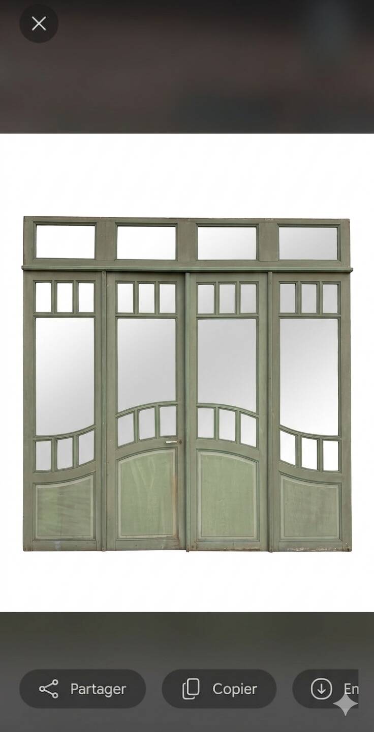 4 Art Nouveau partition doors + transom