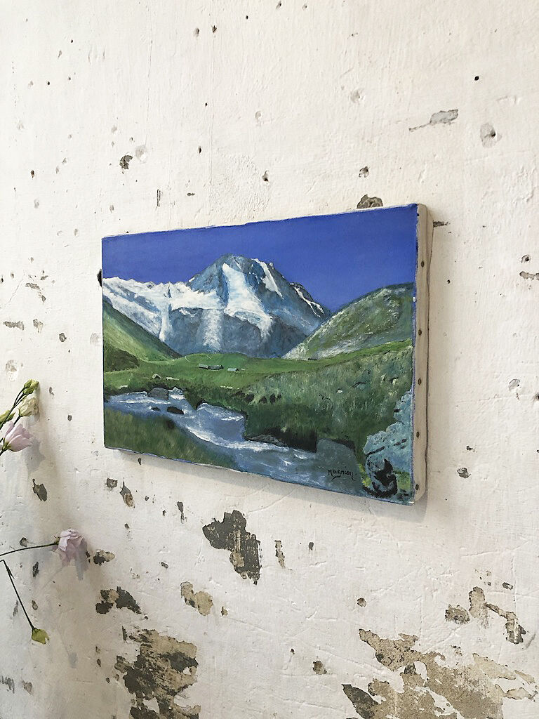 Painting mountain landscape