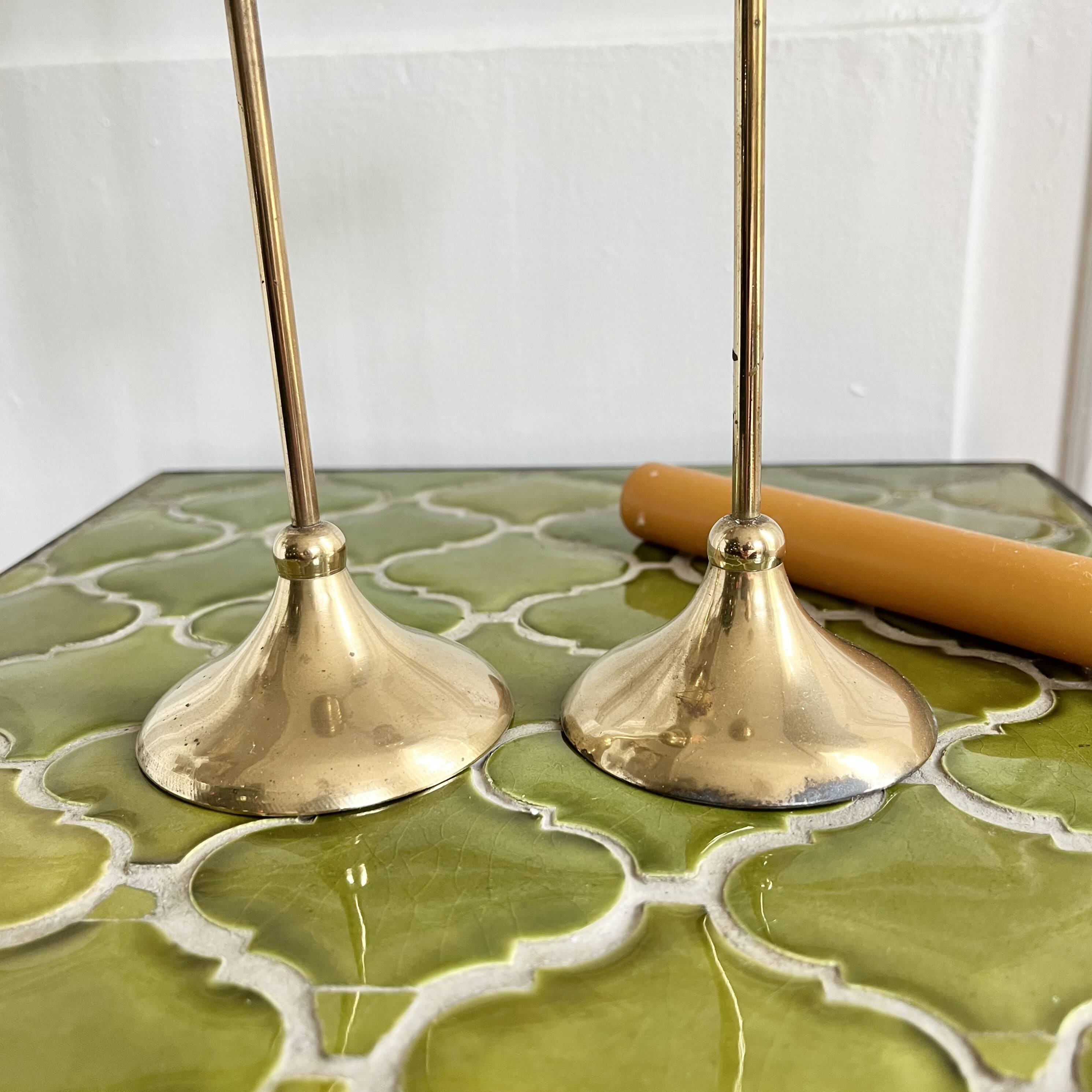 Pair of Scandinavian style brass candlesticks