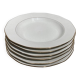 6 deep plates with gilding and white porcelain