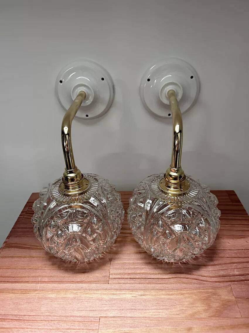 Pair of vintage globe wall lights