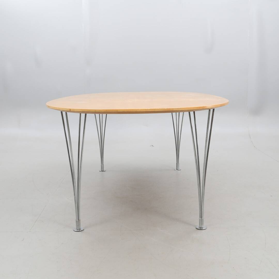 Table superellipse piet hein et bruno mathsson bois et chrome 240 cm