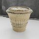 Grand panier à linge vintage des années 1990 avec couvercle, fabriqué à la main en papier journal tressé, rangement au design éco unique, décoration rustique, idée cadeau