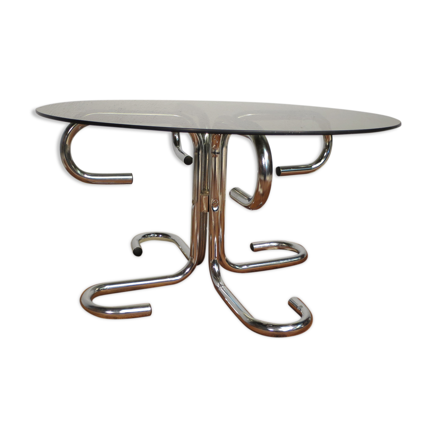 Coffee table chrome and glass table