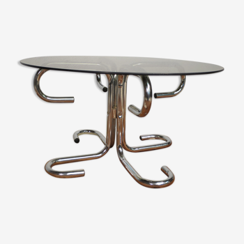 Table basse chrome et verre