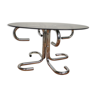 Coffee table chrome and glass table