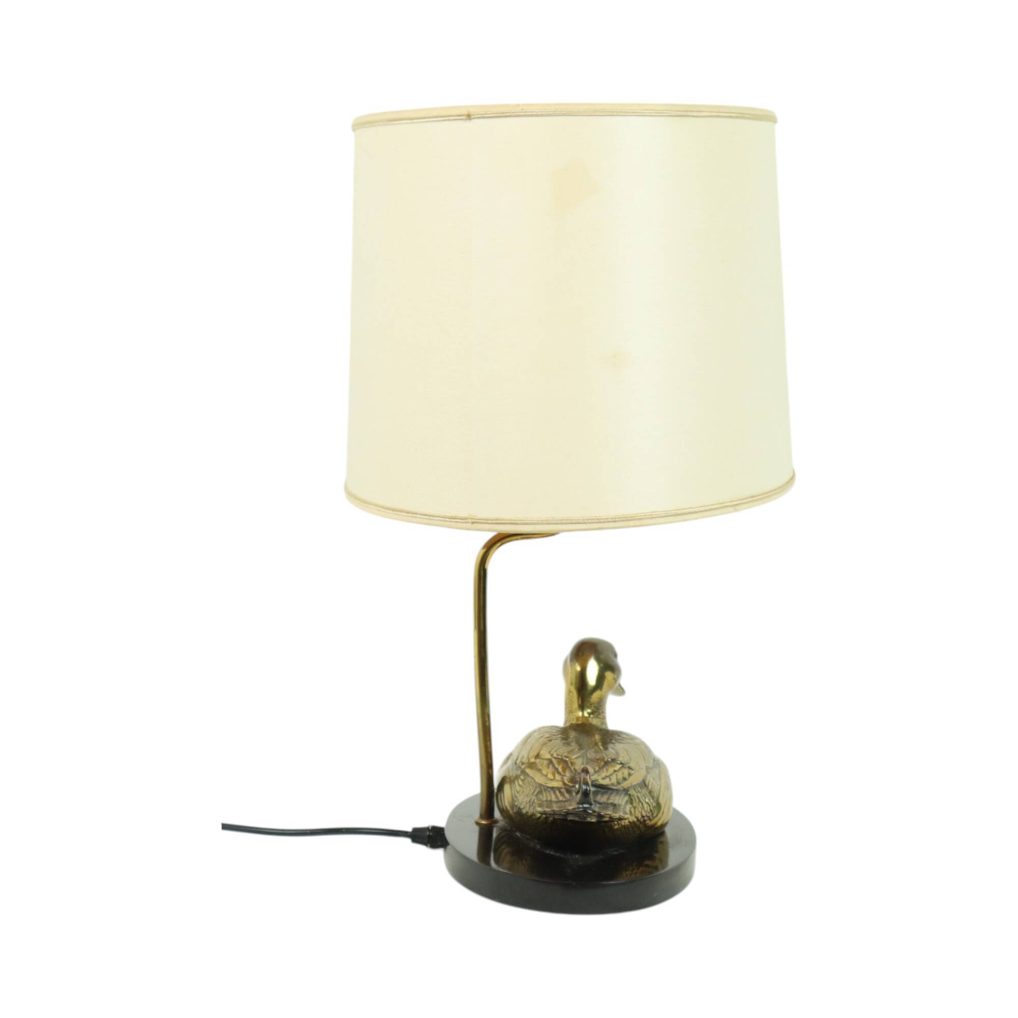 Lusterie Deknudt Duck Table Lamp Brass Marble Mid Century