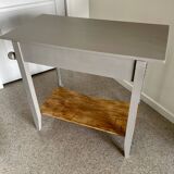 Coiffeuse bois, 2 tiroirs, gris taupe