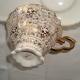 Golden breakfast service tray and cup faience made in italy