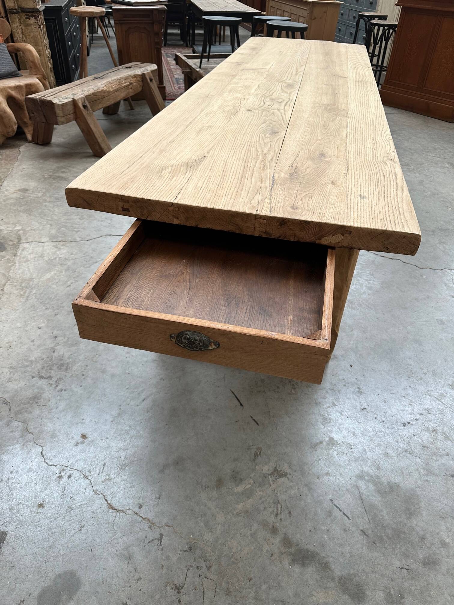 Very large solid oak farm table