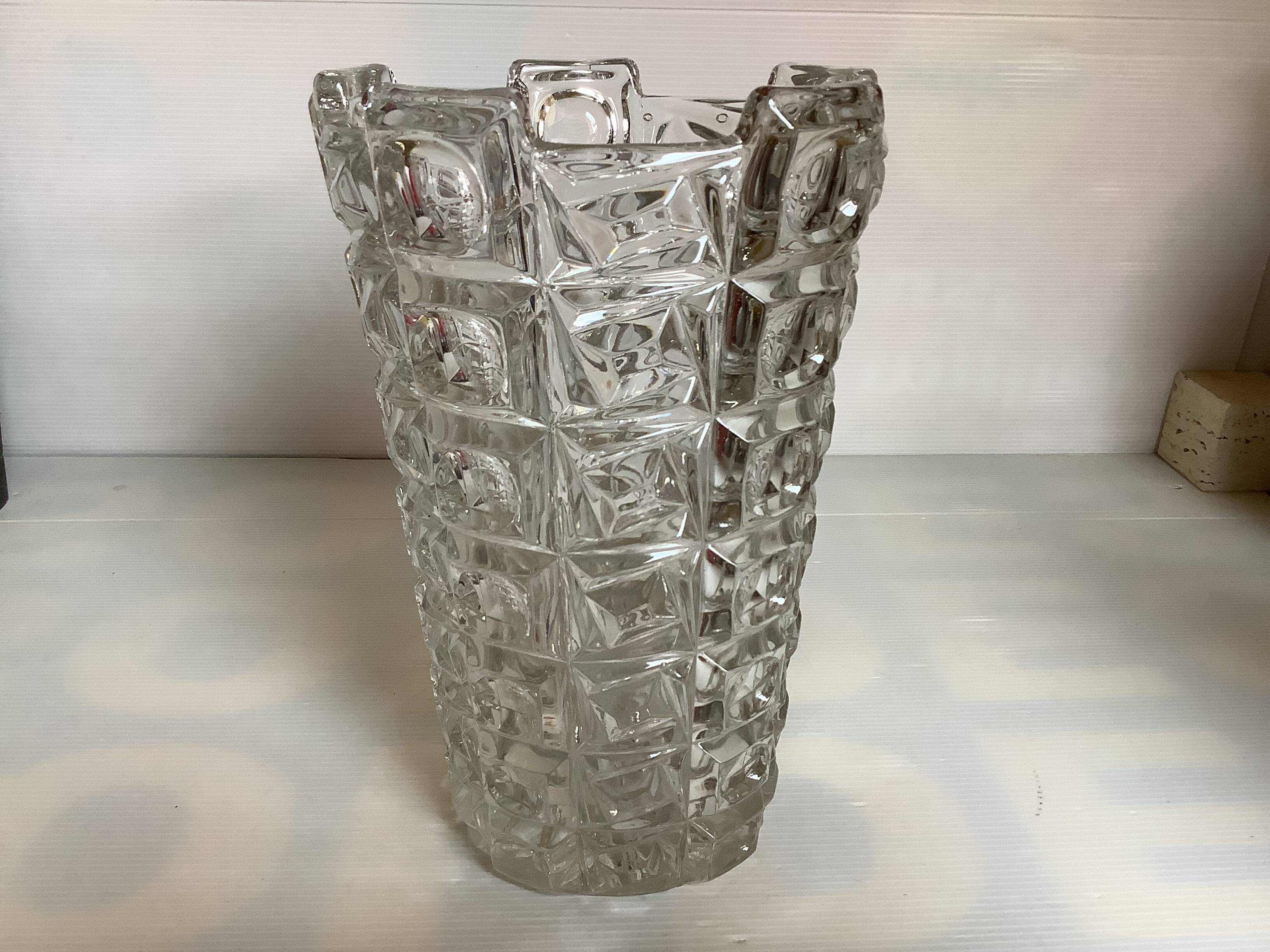 Czechoslovakia Union Crystal Vase, Lens model, 1950s