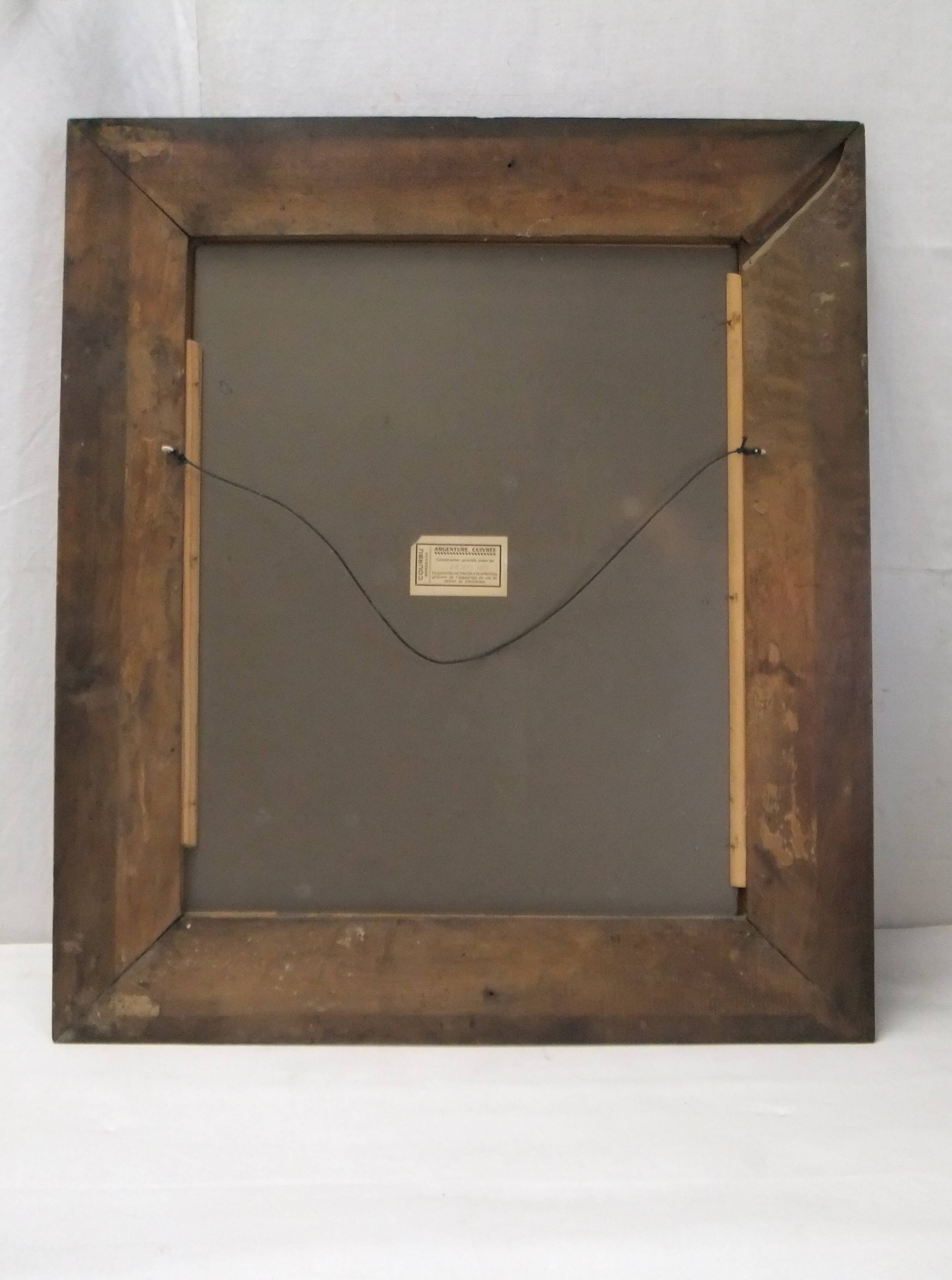 Louis Philippe 69cm silver-plated wooden mirror with gilded thread to hang