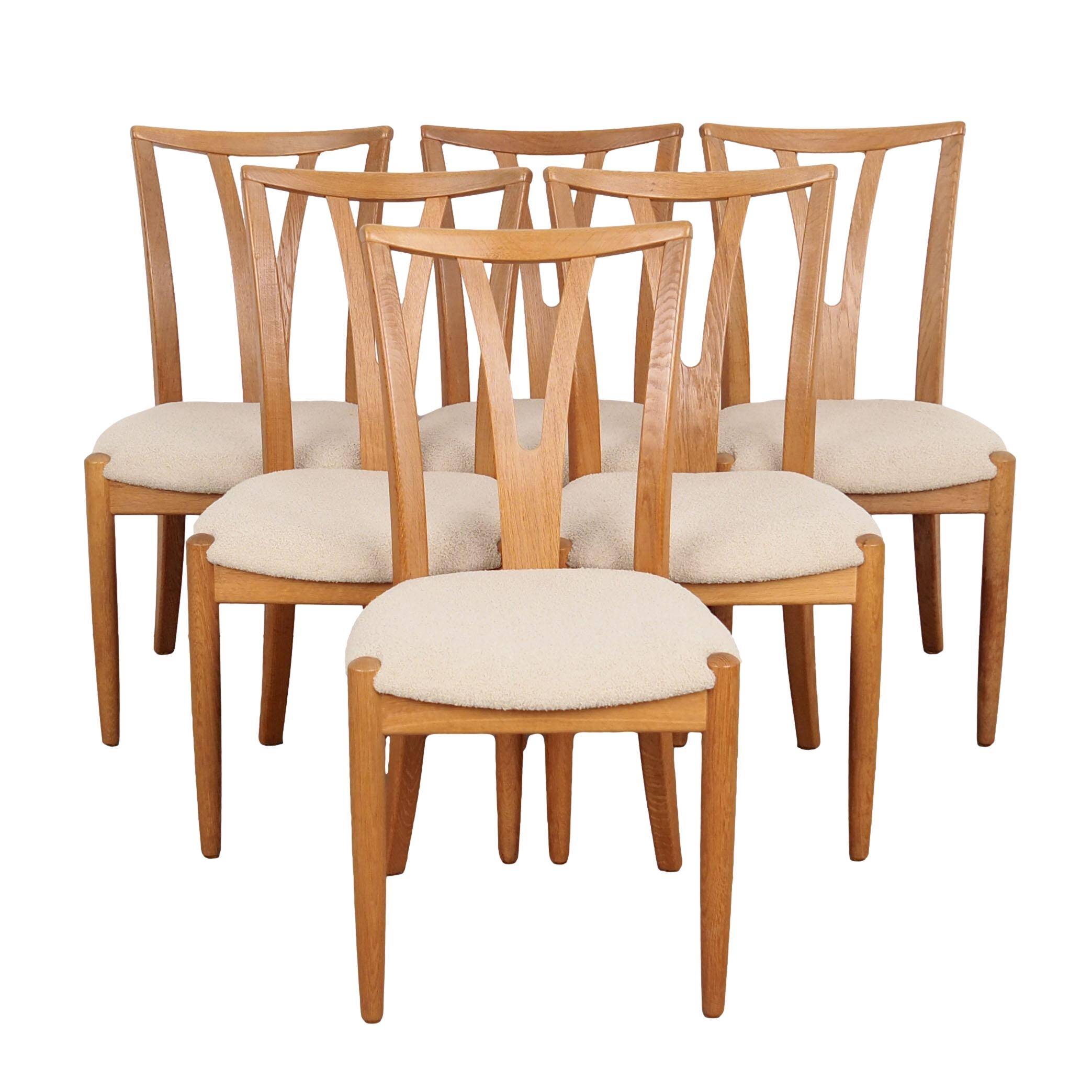 Ensemble de six chaises en frêne, design danois, années 1970, production : Danemark