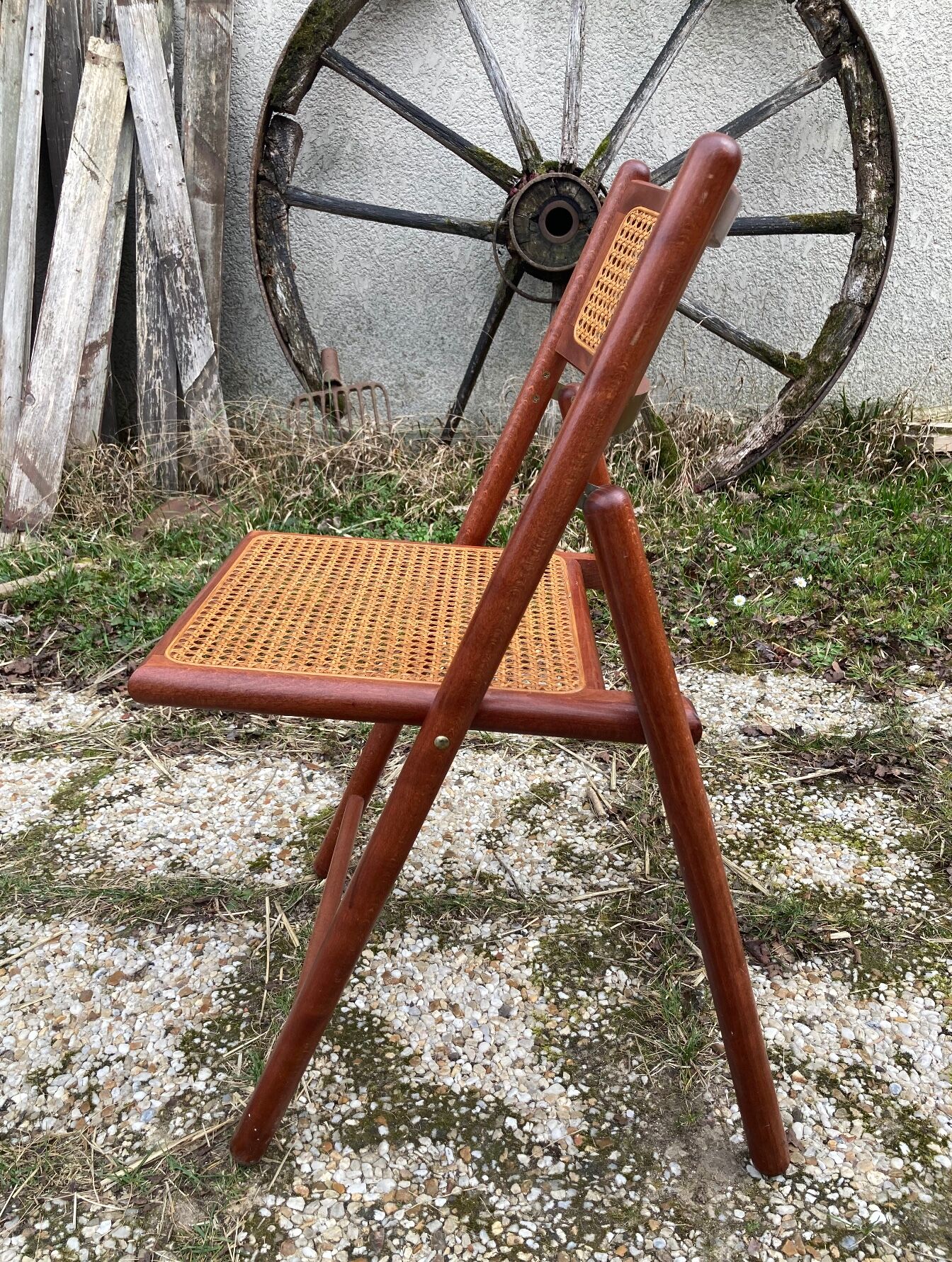Pair of Italian folding chairs in vintage canning
