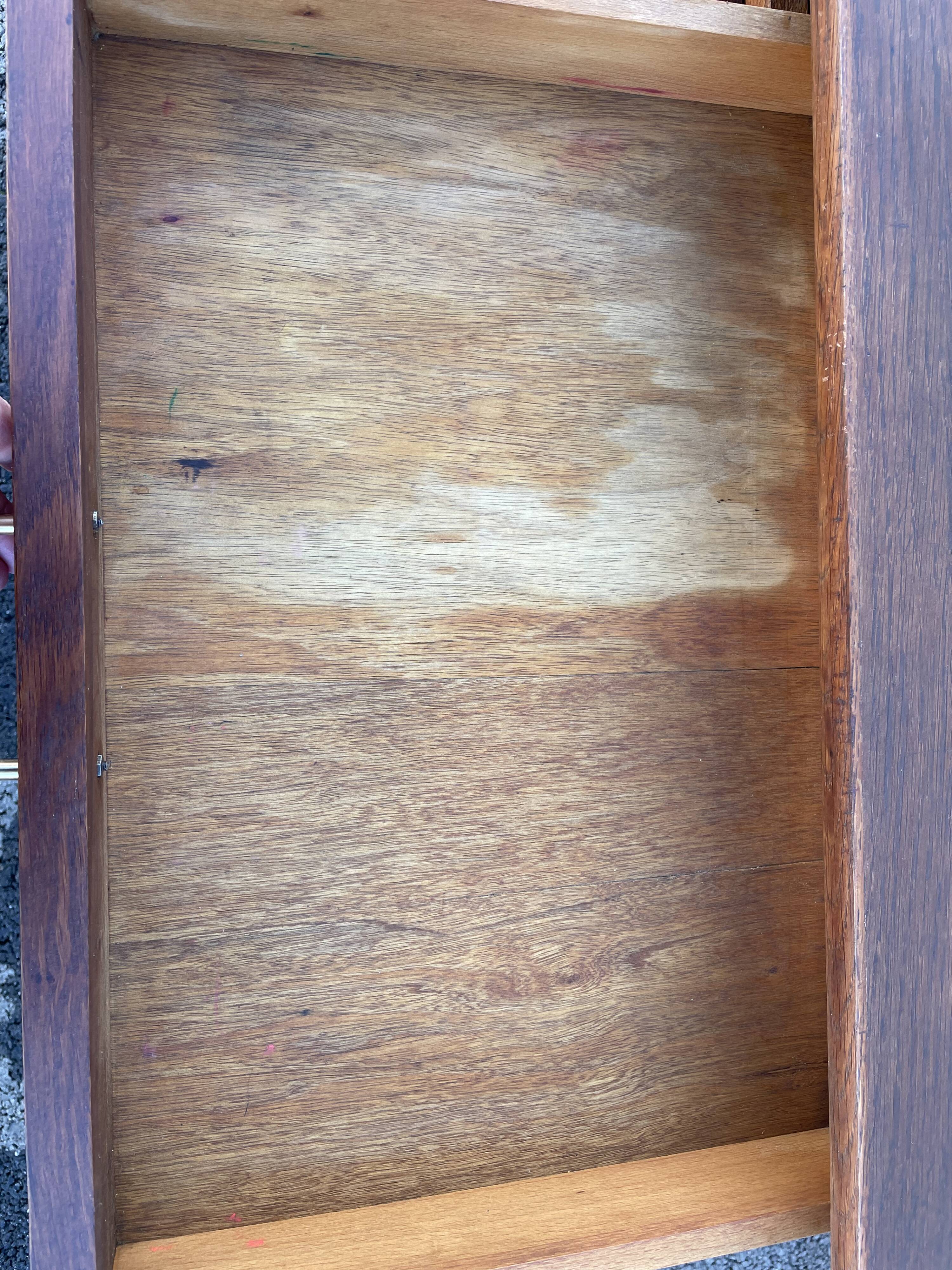 Modernist wooden desk with compass feet 1950