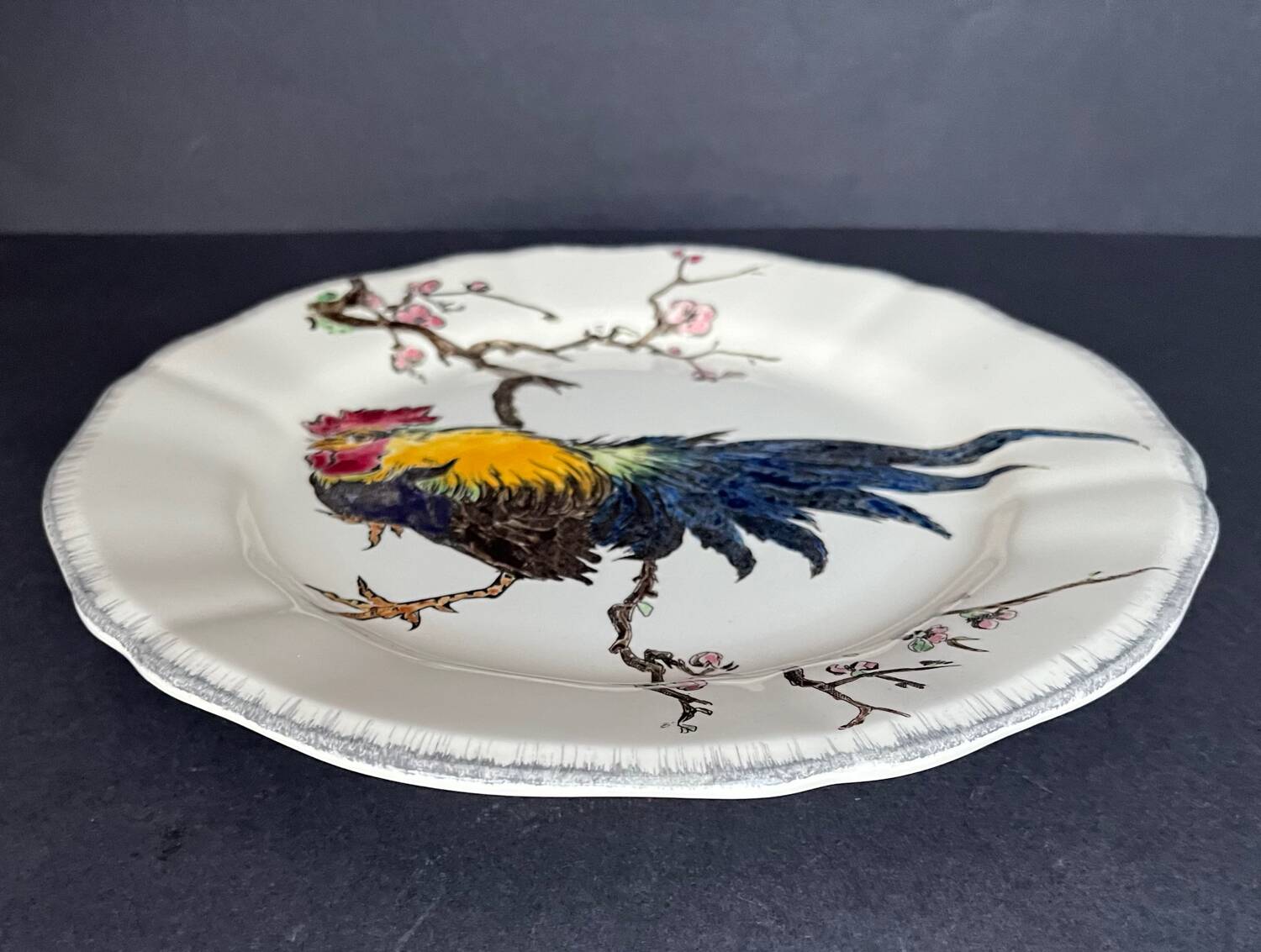 Assiette plate coq de bruyère gien