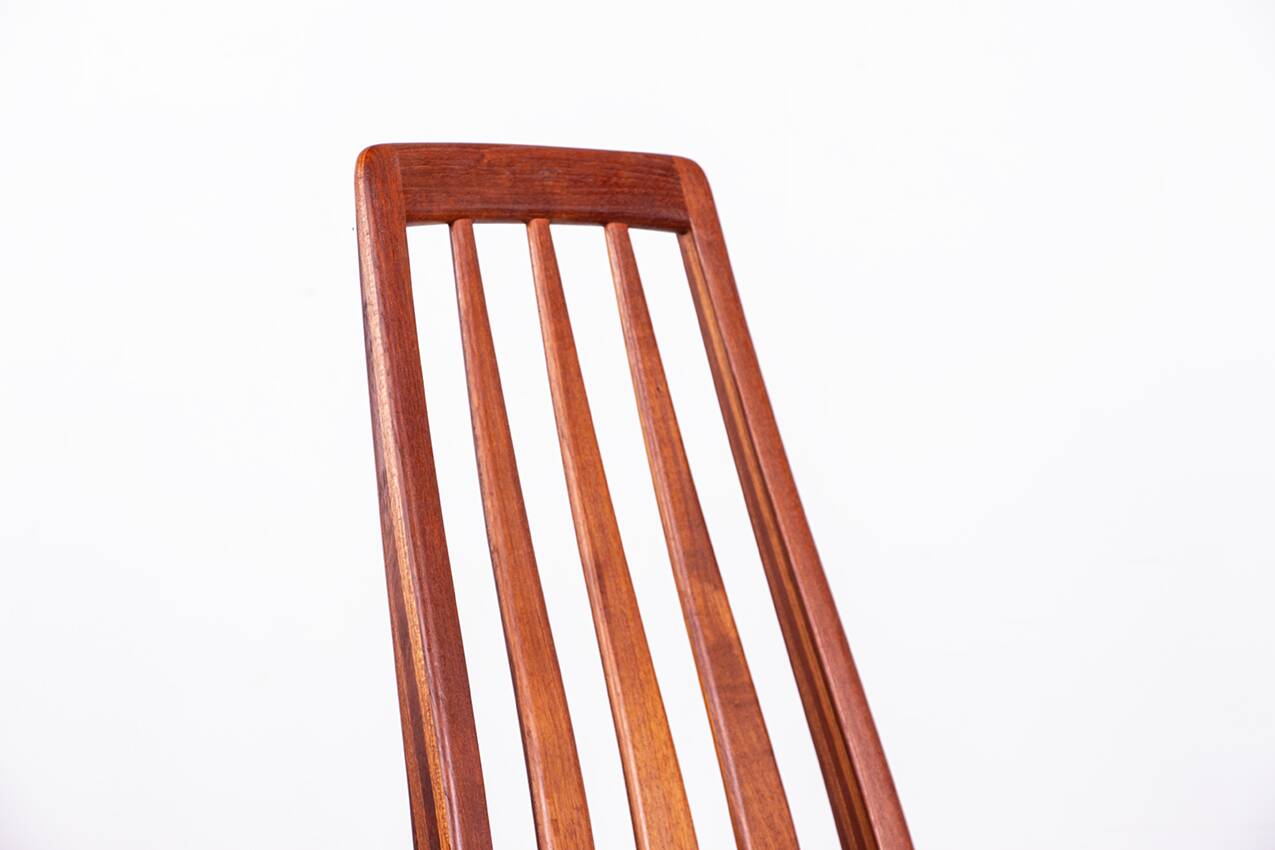 6 Danish chairs in teak and new leather, model "Eva" by Niels Koefoed.
