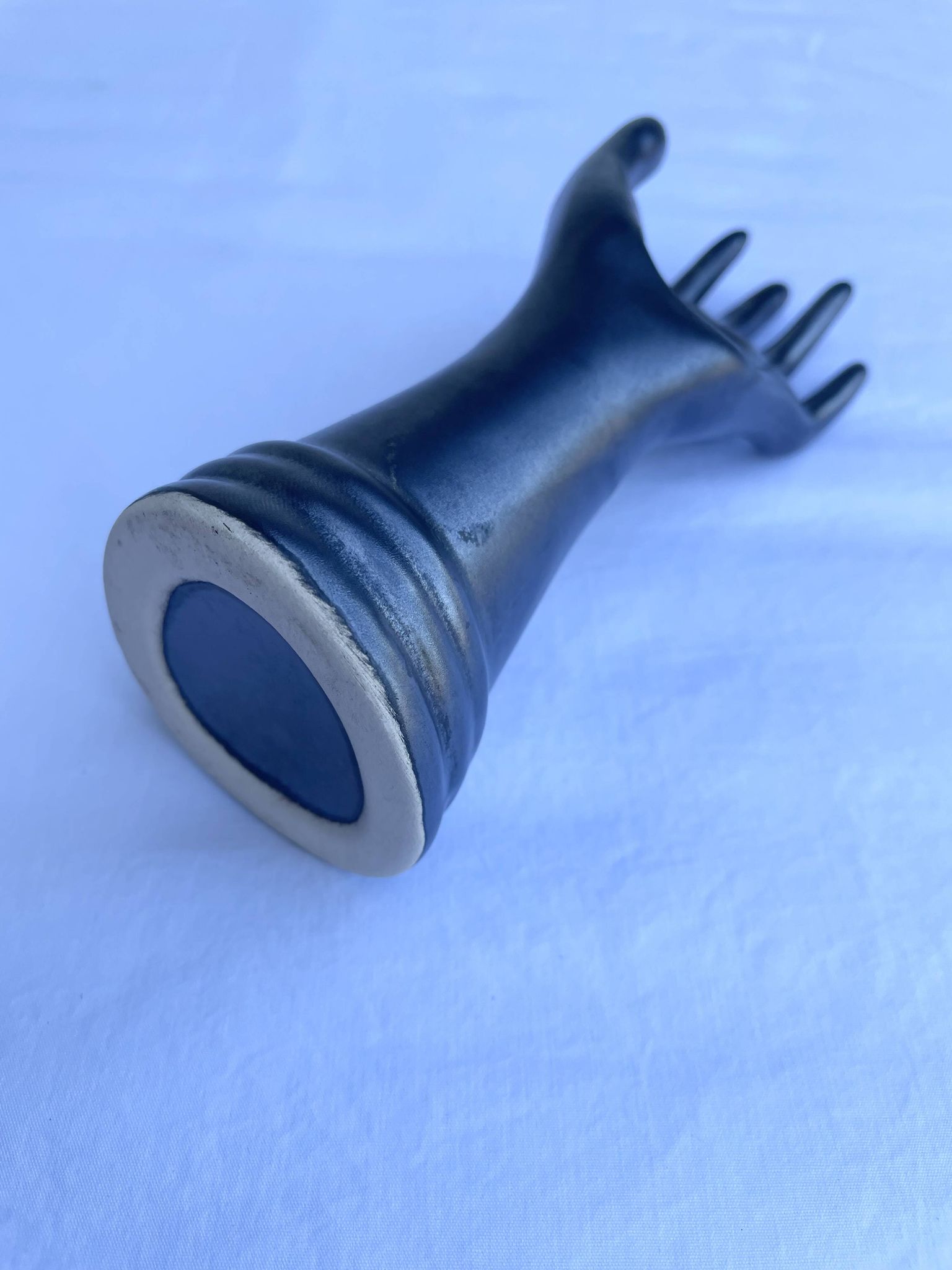 Single flower holder in shiny black ceramic, Vallauri spirit.