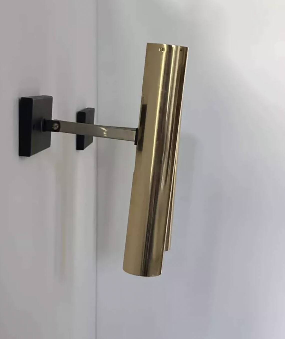 Pair of vintage modernist brass wall lights, France 1970s