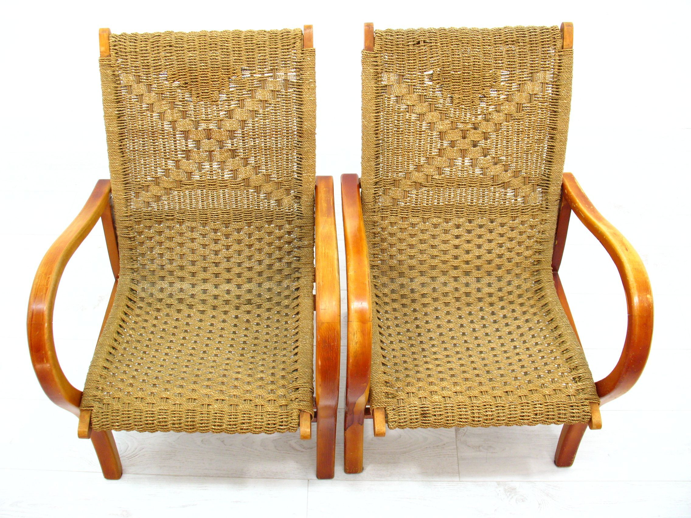 Chaises en corde vintage, 1970