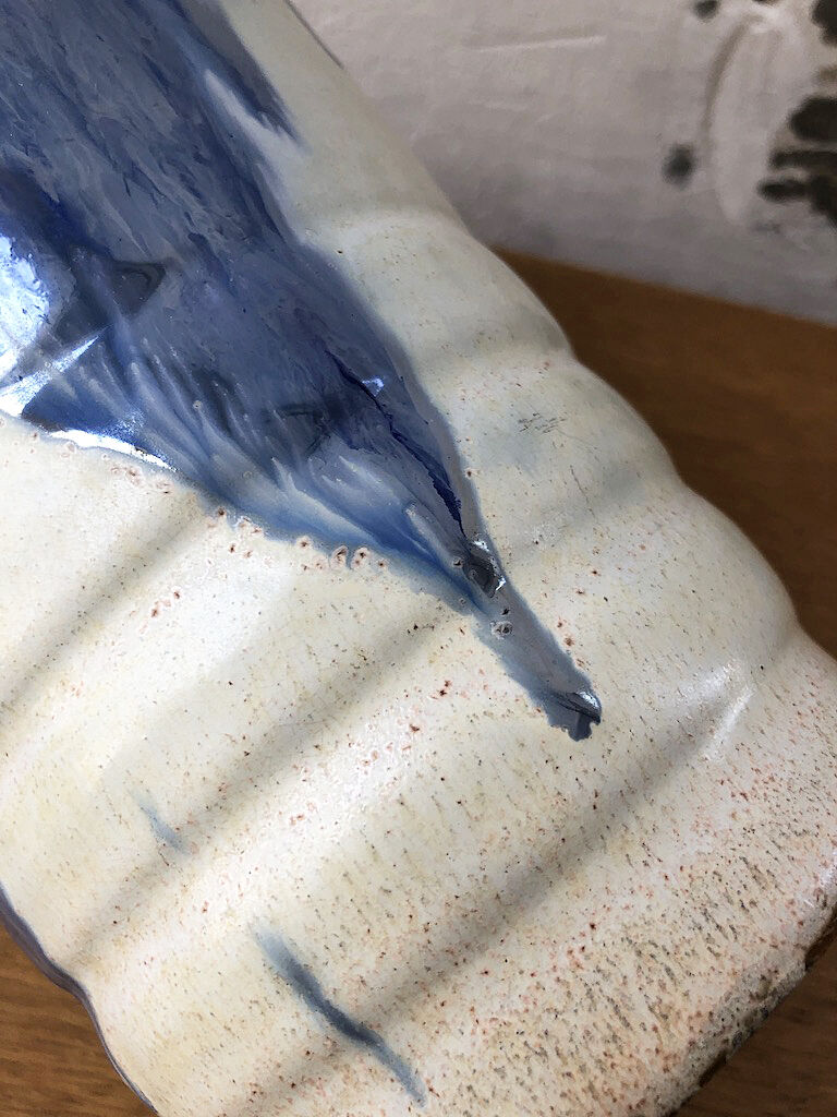 Blue and white enamel vase