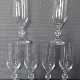 Set of 6 champagne flutes in chiseled crystal