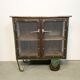 Industrial Iron Cabinet with Mesh Doors on Wheels, 1960s