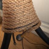 Metal and rope floor lamp and vintage opaline 50's