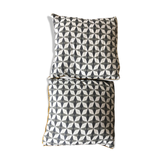Set of two cushions 100% linen 50 x 50 cm, grey ash and gold x 2