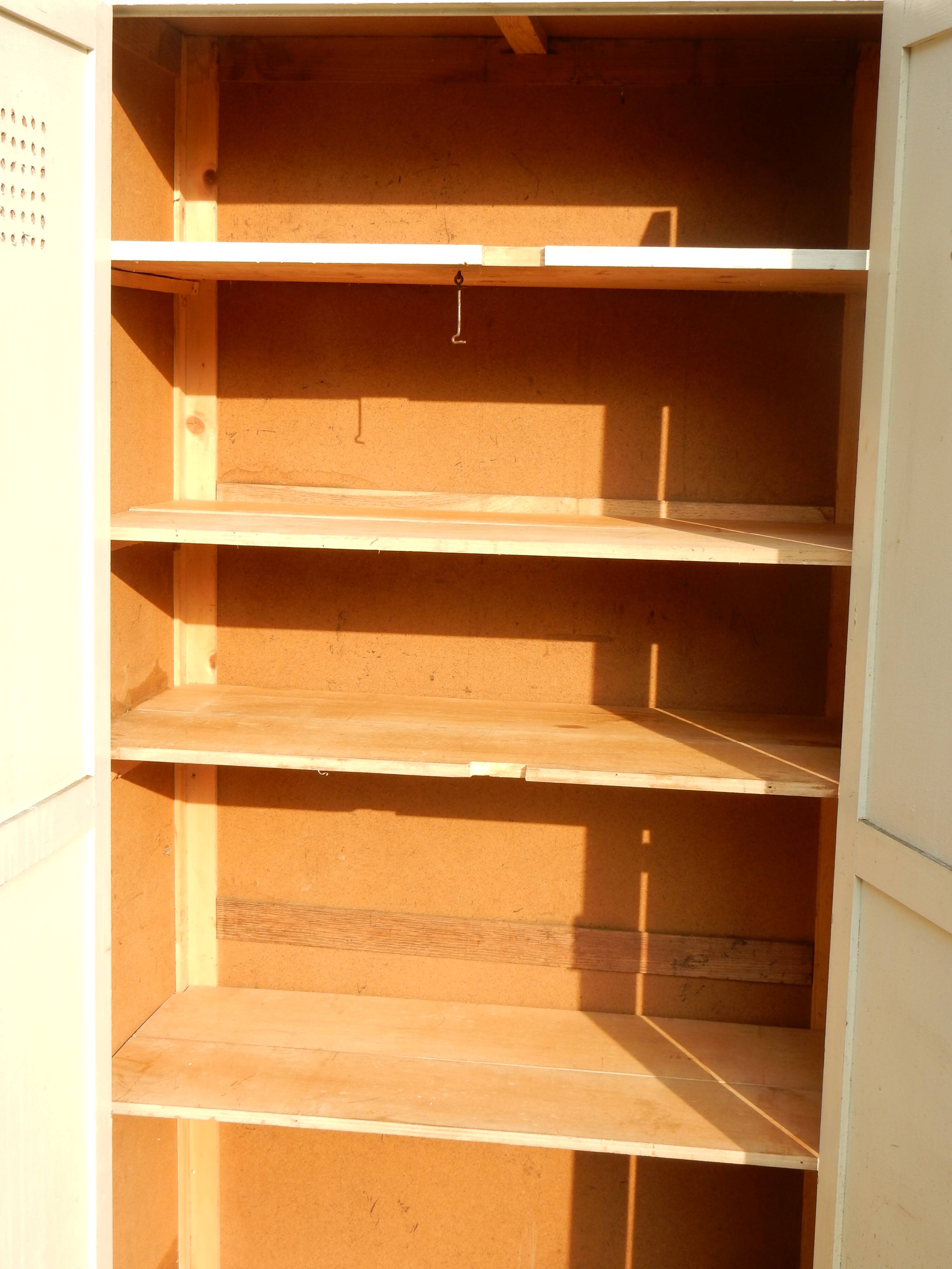 Wardrobe / Old industrial patinated wooden locker / Workshop furniture