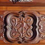 3-in-1 furniture: chest of drawers, secretary, and display cabinet, in walnut.