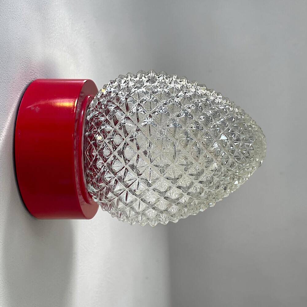 Set of 3 Italian red glass wall sconce lamps