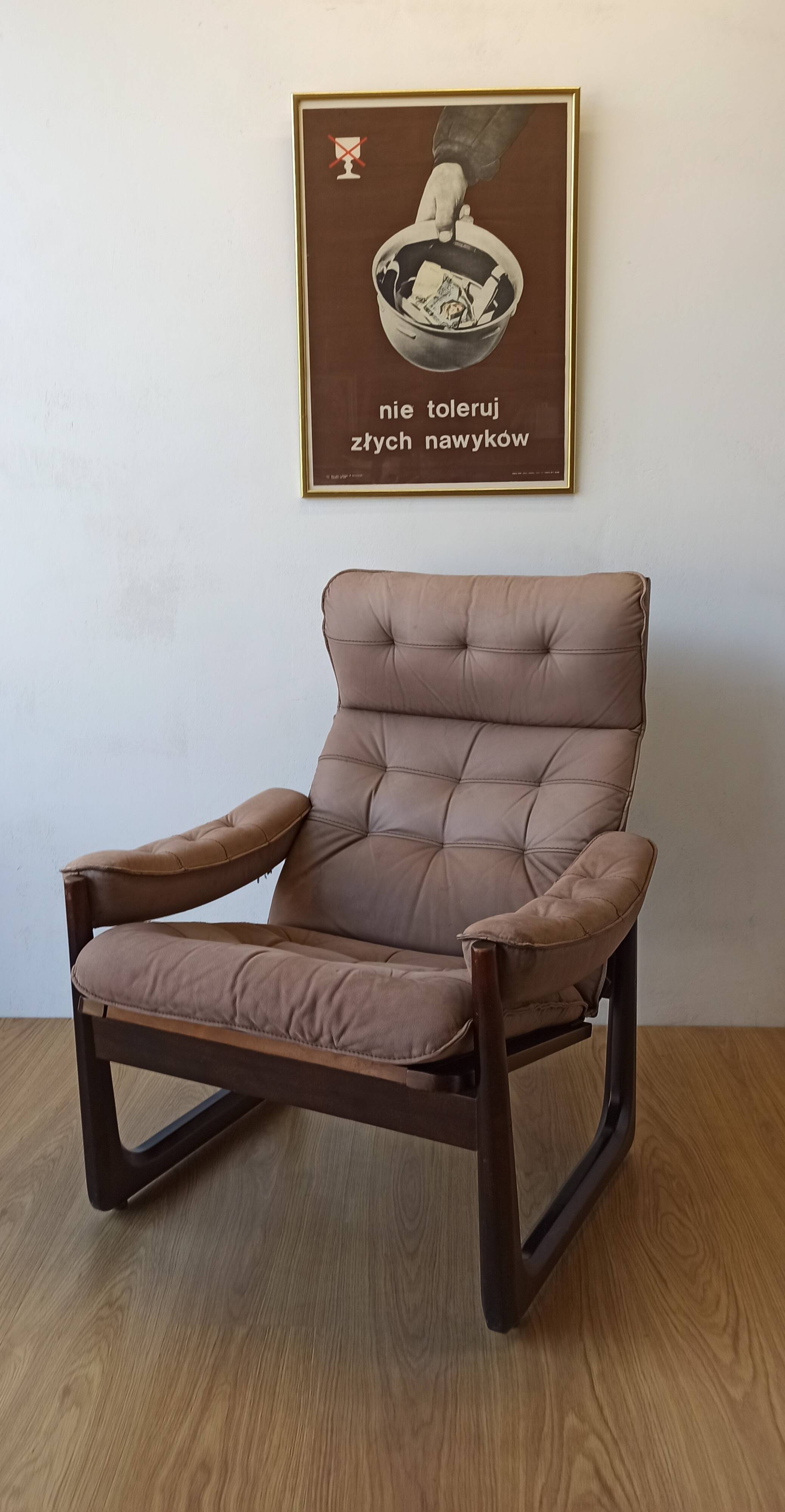 Genega Møbler leather armchair, Denmark, 1960s.