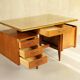 Bureau double à poignées gainées, France 1950