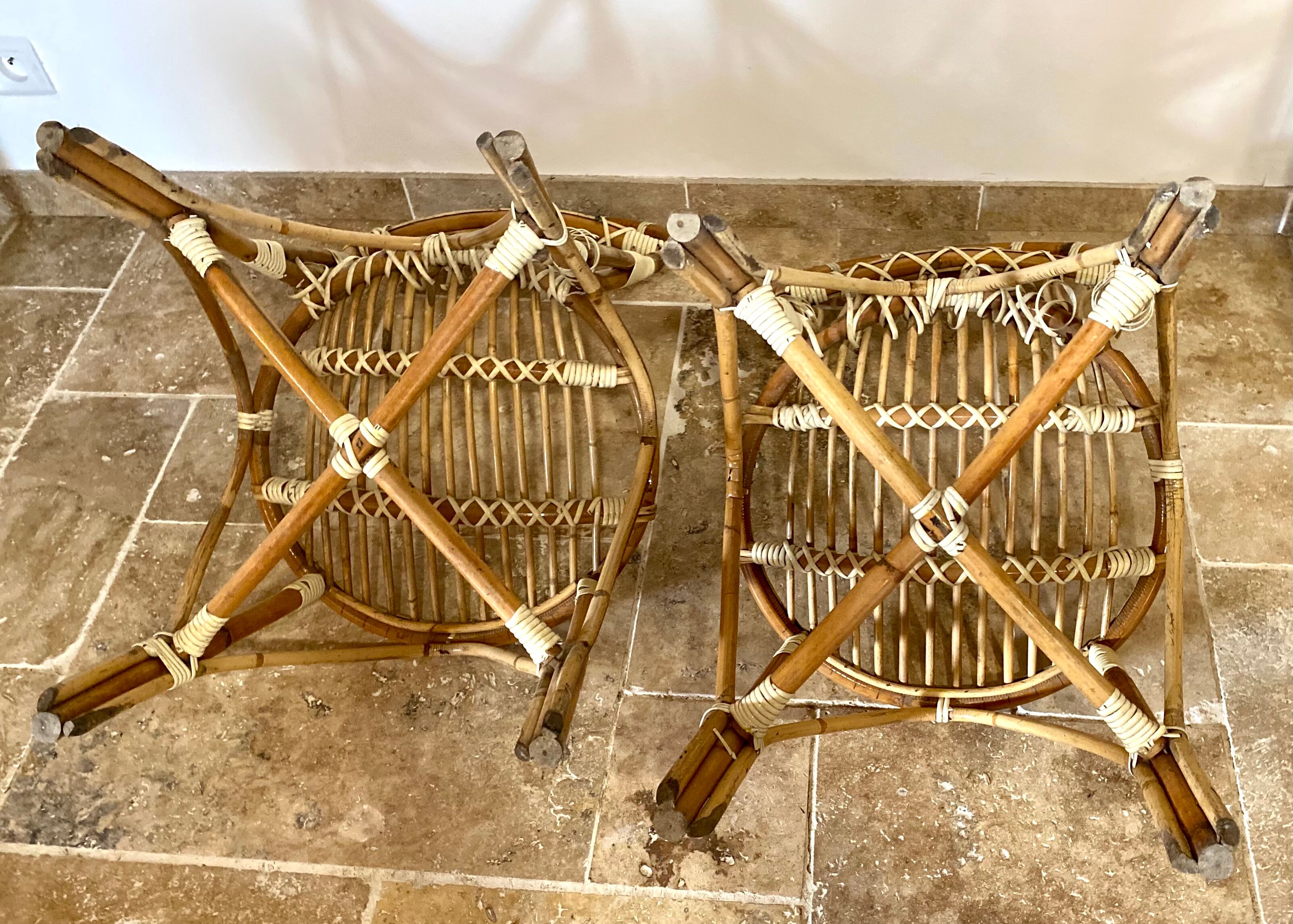 Pair of rattan chairs made in Landes