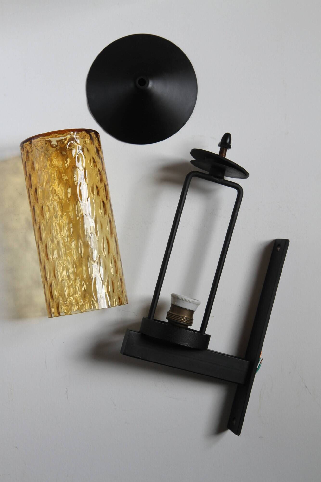 Metal and blown glass sconce from the 1950s