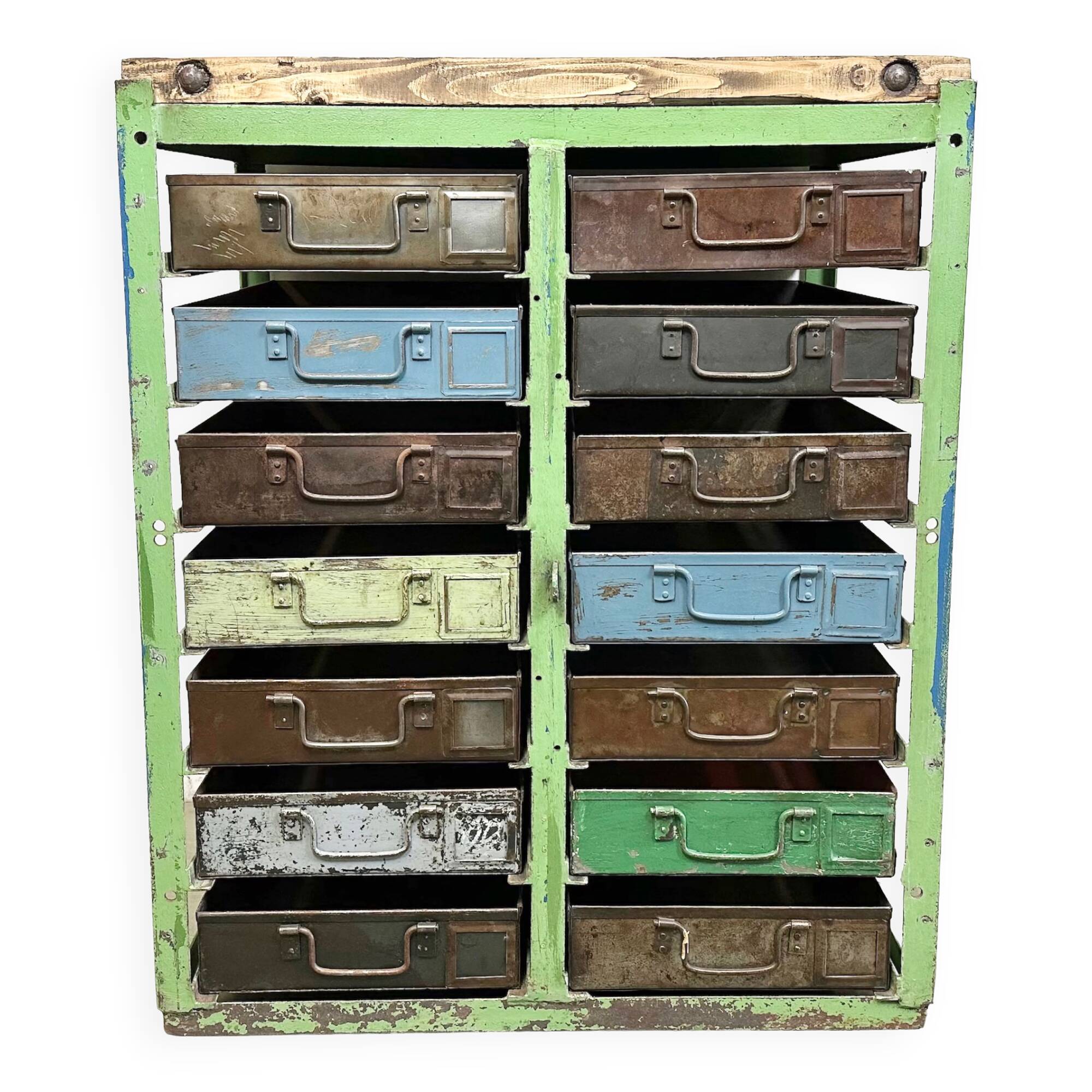 Vintage industrial iron chest of drawers, 1950s