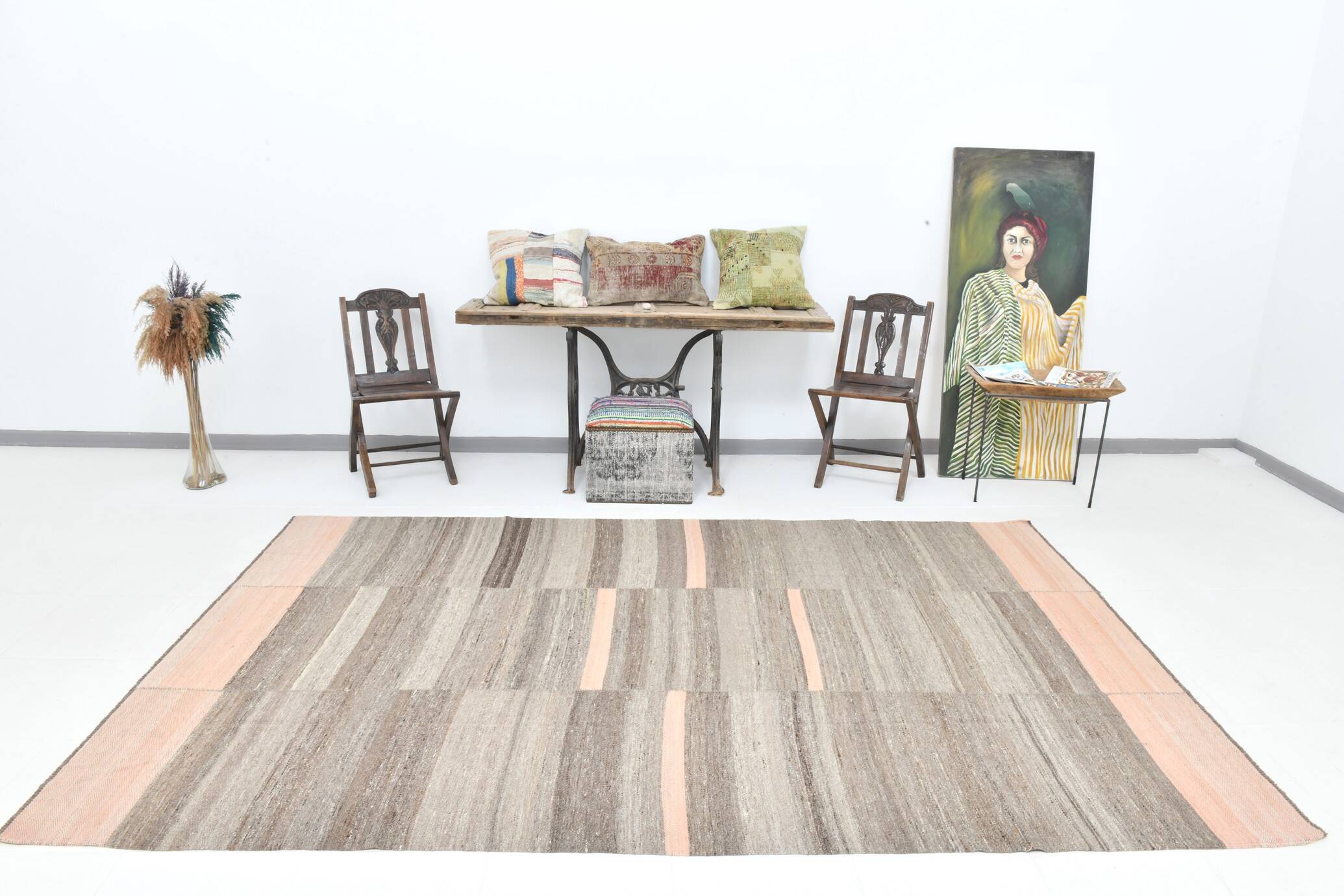 6x10 Salmon & Brown Contemporary Vintage Kilim Rug, 188x304Cm SK 33353