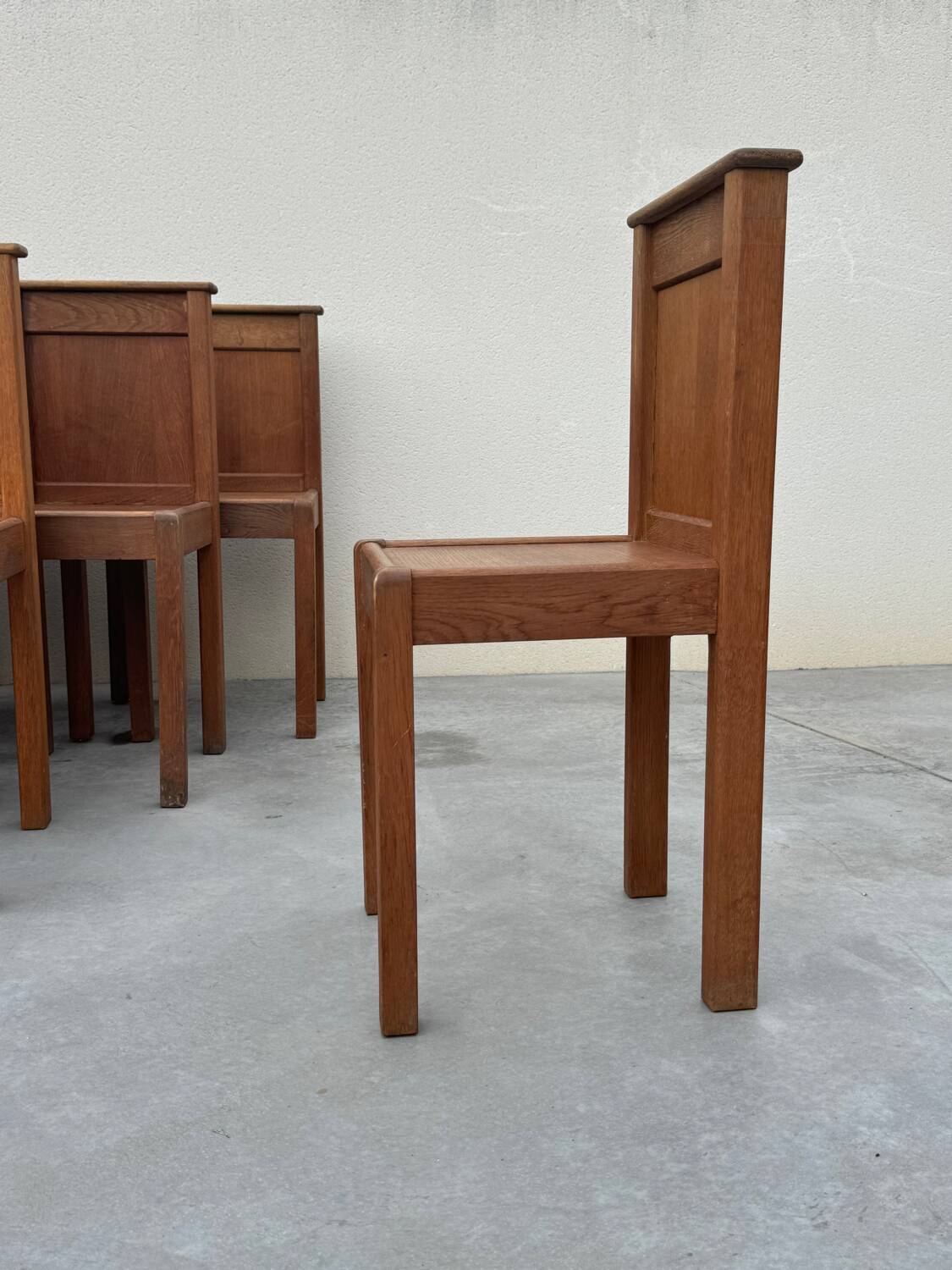 Set of 10 Brutalist Monastery Chairs from the 50s