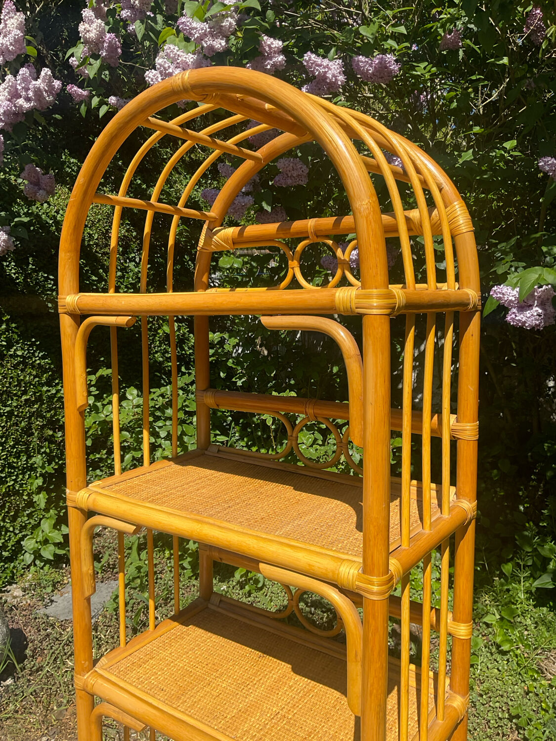 1970s rattan shelf