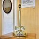 Base de lampe de table en laiton et verre vintage
