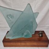 Sandblasted glass lamp for Cardin: exquisite volume