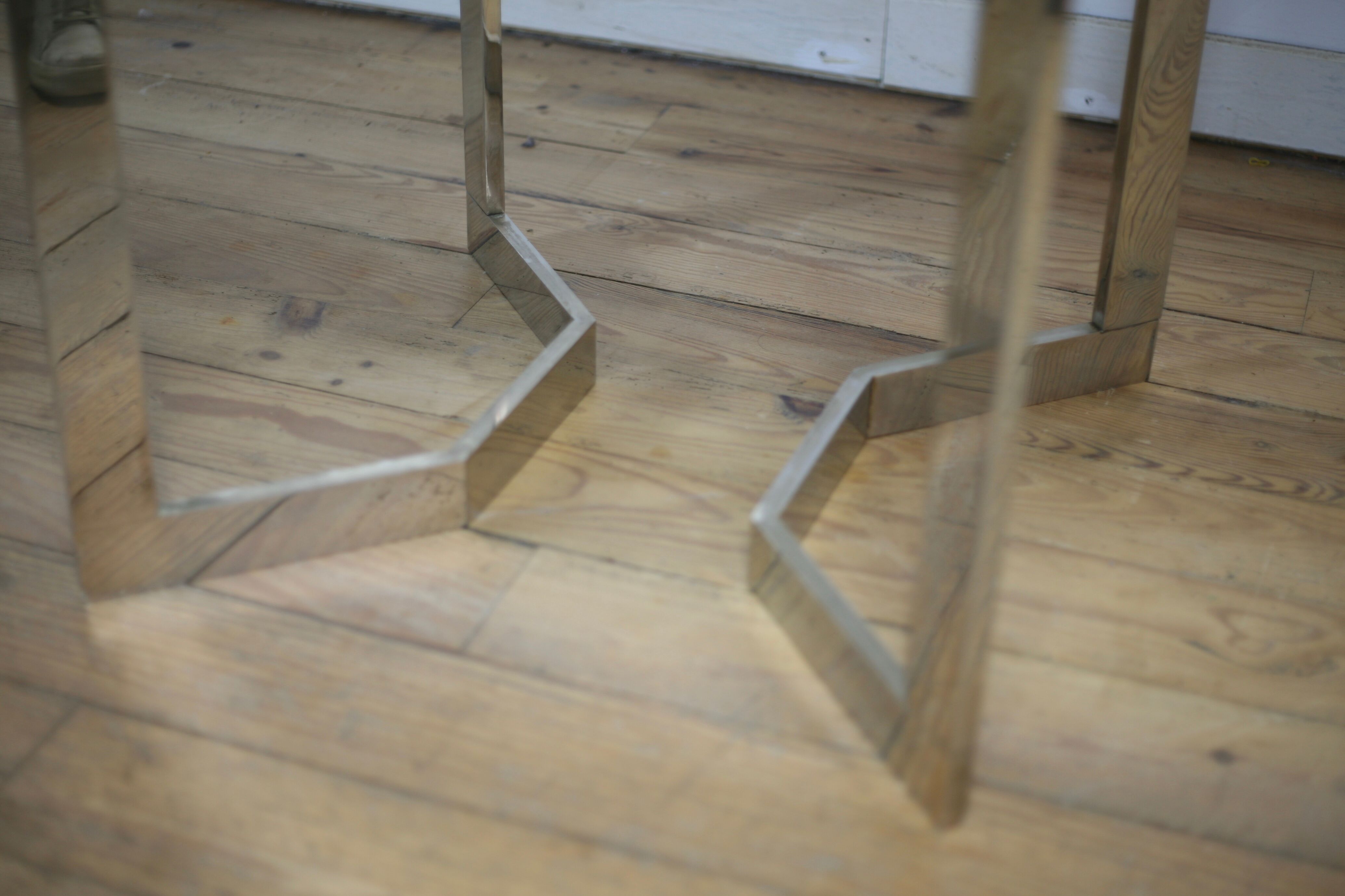 Chrome steel table and glass tray, France, circa 1970