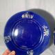 Antique blue flowerpot, ceramic, Art Nouveau earthenware circa 1900