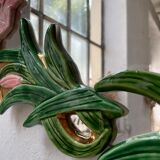 Oval ceramic mirror with flowers