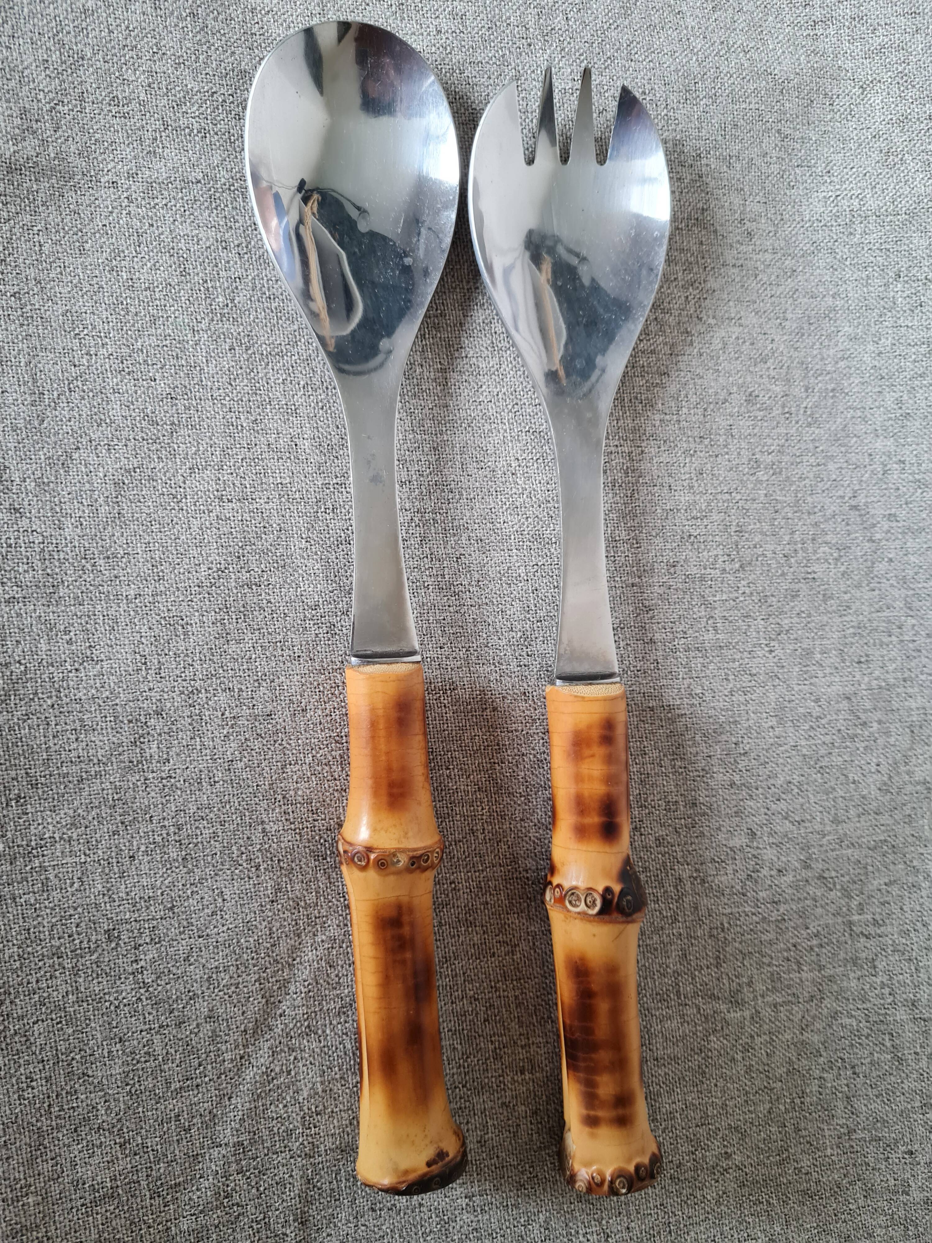 Bamboo handle salad servers
