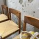 Set of 4 elm straw chairs from the 50s